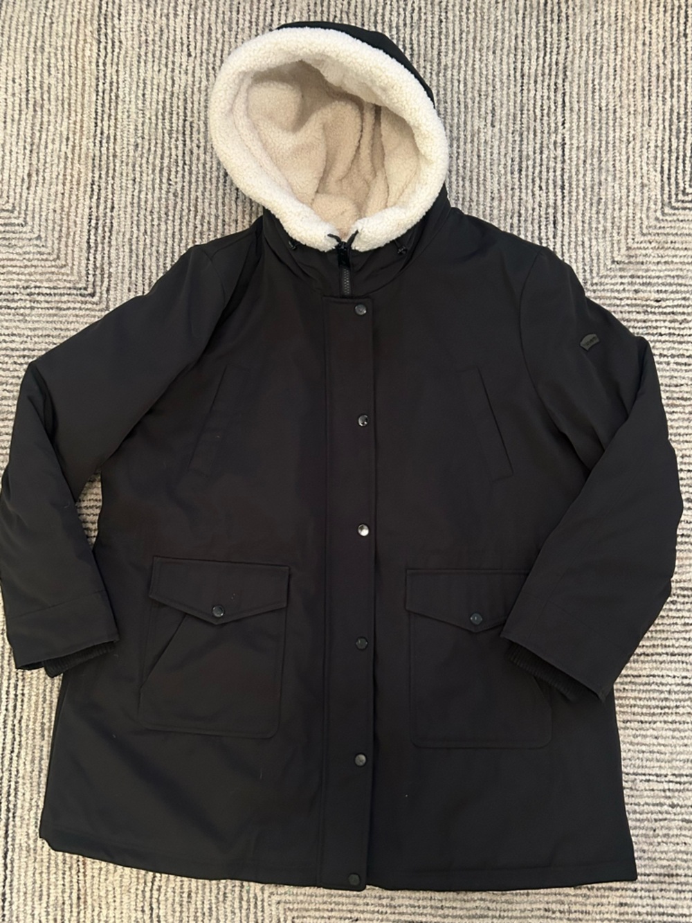 Koolaburra By Ugg Men's Black Hooded Parka Jacket Faux Sherpa Lined XXL 2X